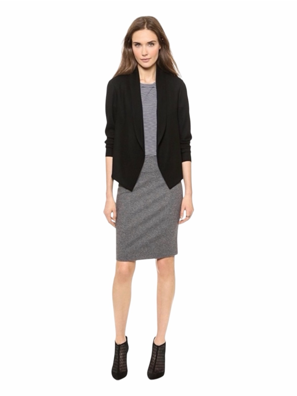 Theory Nove Open Front Cropped Lightweight Wool Silk Jacket Size 4
